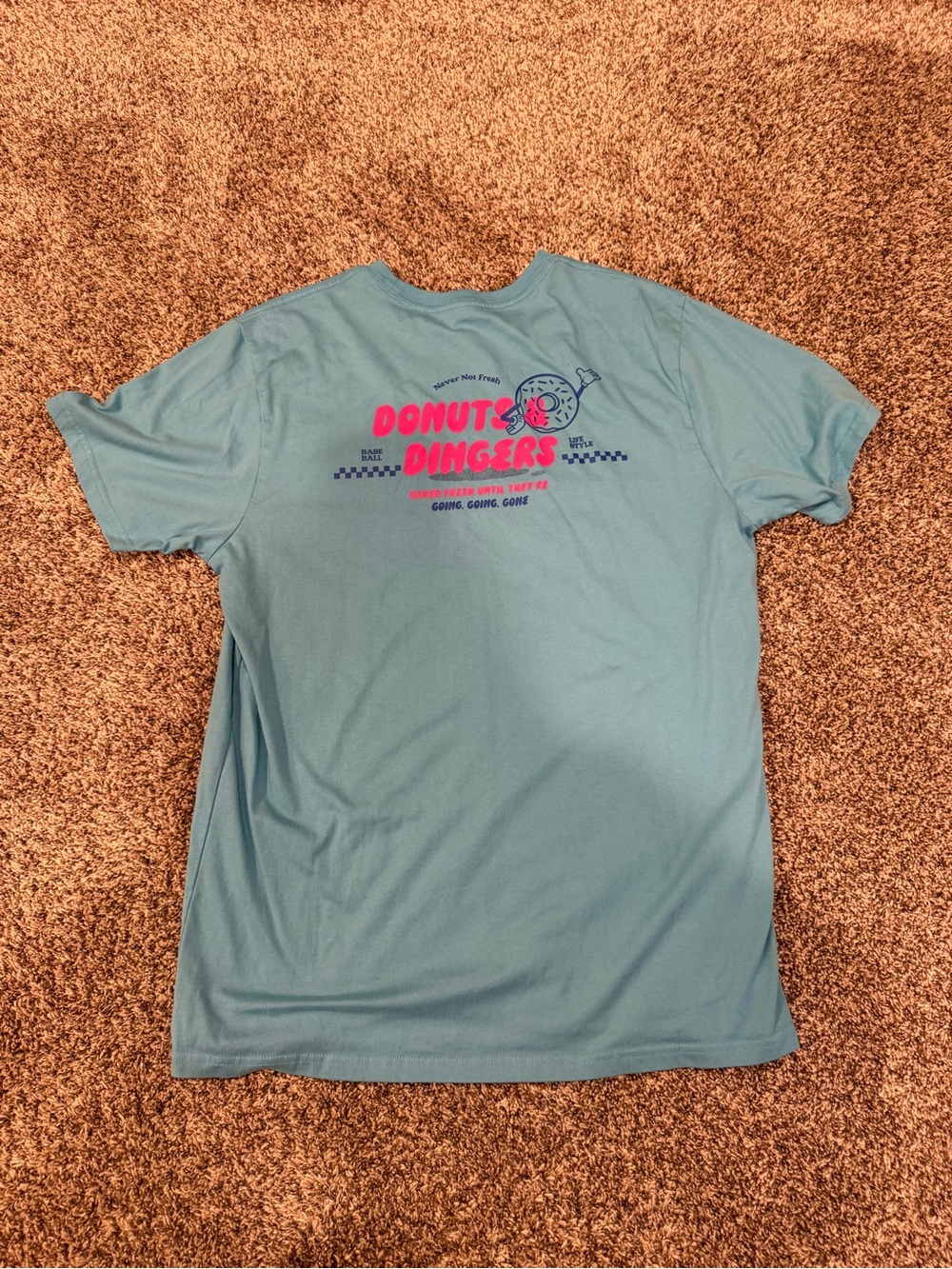 Donuts & Dingers Short-Sleeve Tee - Light Blue with Pink Graphic